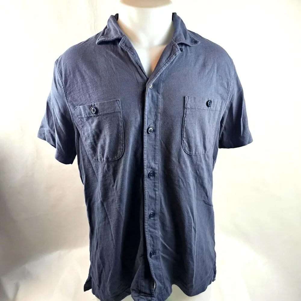 J Crew Shirt Mens Large Gray Garment Dyed Slub Cotton Button Up Harbor Camp